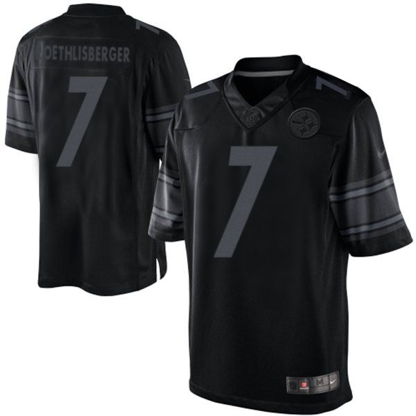 Men's Limited Ben Roethlisberger Nike Jersey Black - #7 Drenched NFL Pittsburgh Steelers